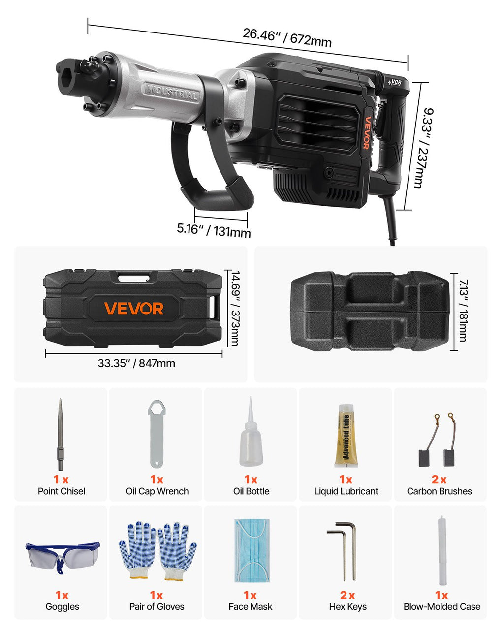 Atskeliamasis kūjis VEVOR 6506, 3000 W