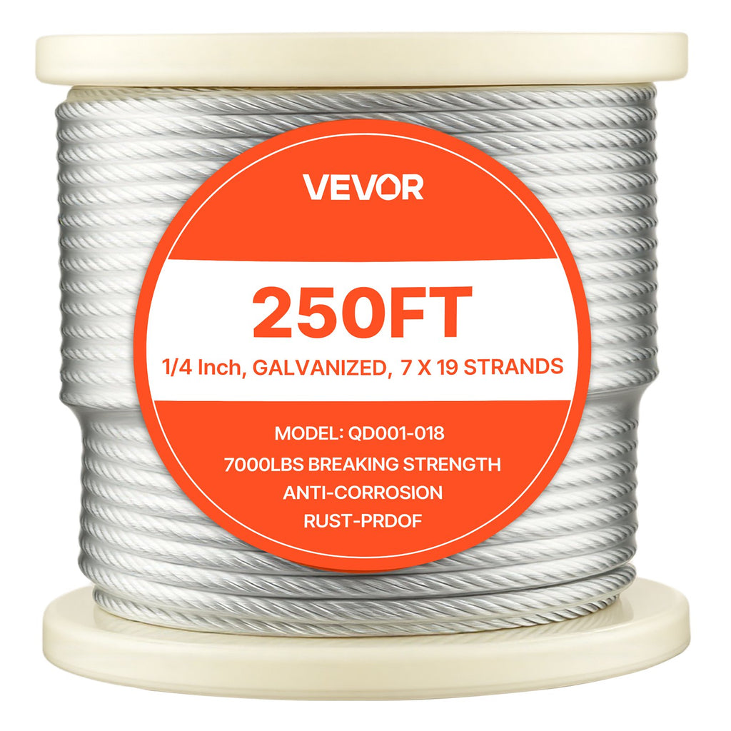 Plieninis trosas VEVOR QD001-018, 6,35 mm x 76,2 m