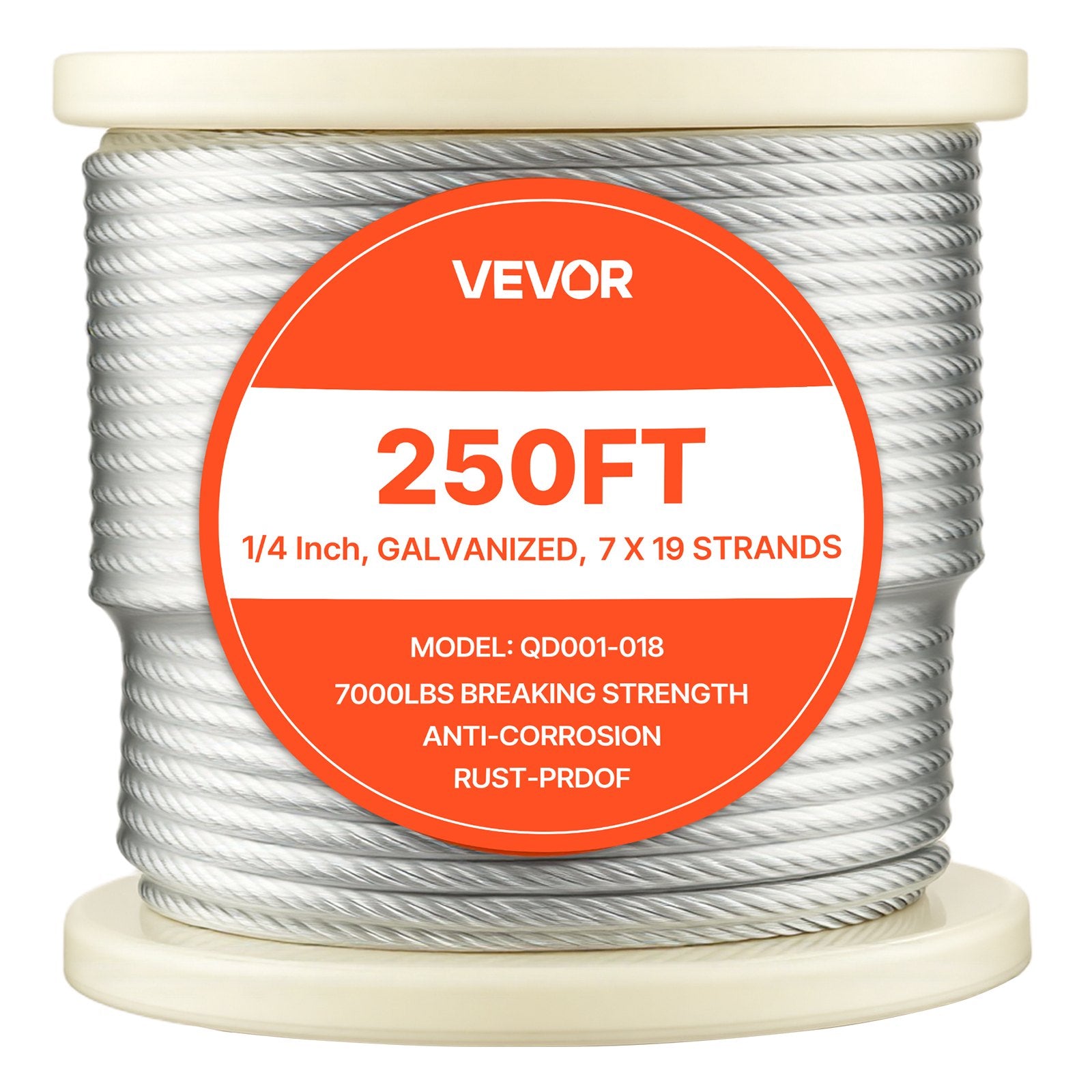 Plieninis trosas VEVOR QD001-018, 6,35 mm x 76,2 m