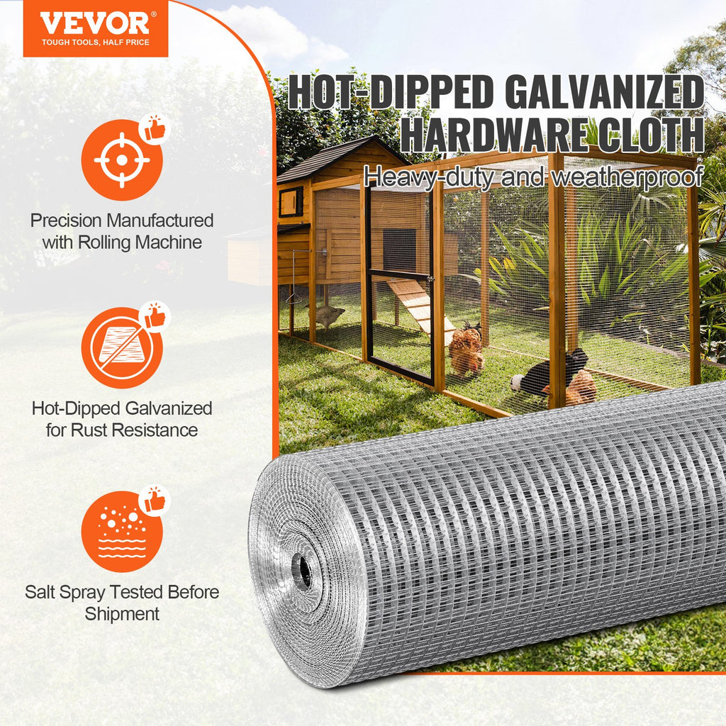 Cinkuotas vielos tinklas VEVOR SS12124850G, 1,22 x 15,24 m