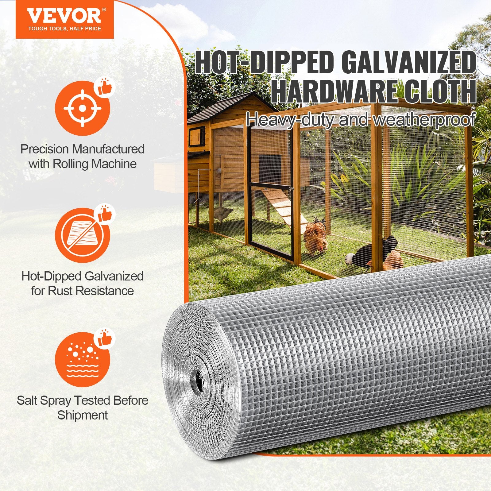 Metalinis tinklas VEVOR SS14144850G, 1,22 x 15,24 m