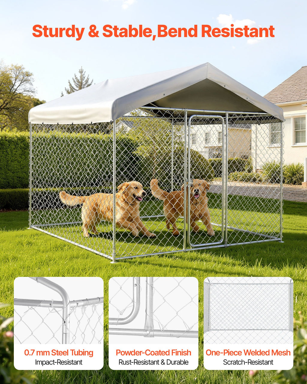 Lauko voljeras šunims VEVOR SKU2025005, 2,3 x 2,3 x 2,15 m