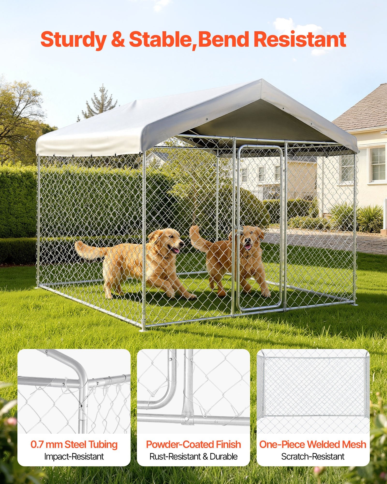 Lauko voljeras šunims VEVOR SKU2025005, 2,3 x 2,3 x 2,15 m