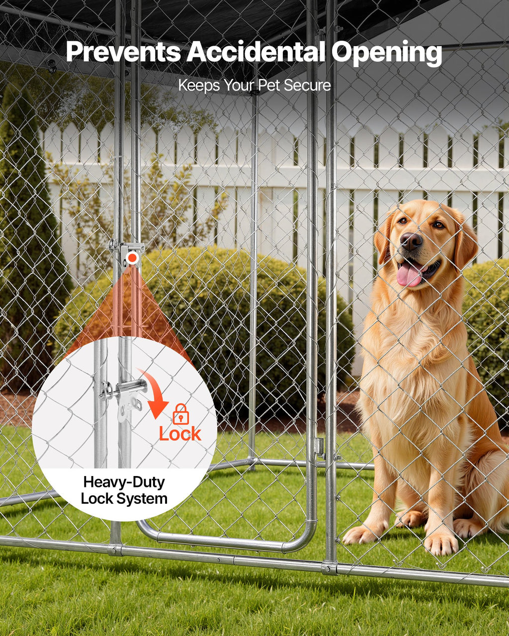 Lauko voljeras šunims VEVOR SKU2025005, 2,3 x 2,3 x 2,15 m