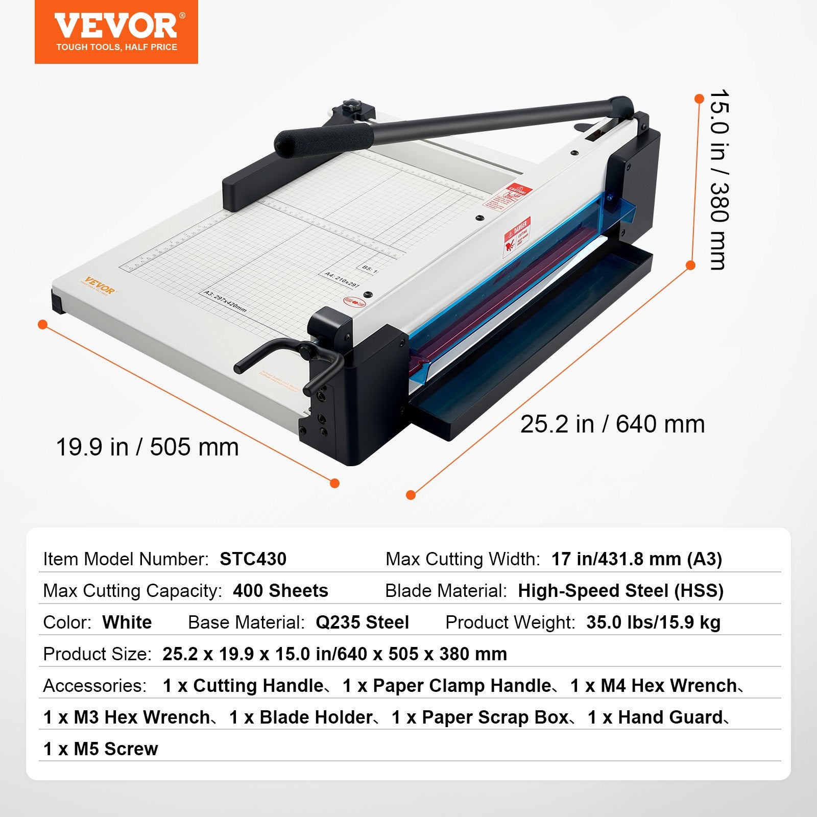 Popieriaus pjaustyklė VEVOR STC430, 400 lapų talpa