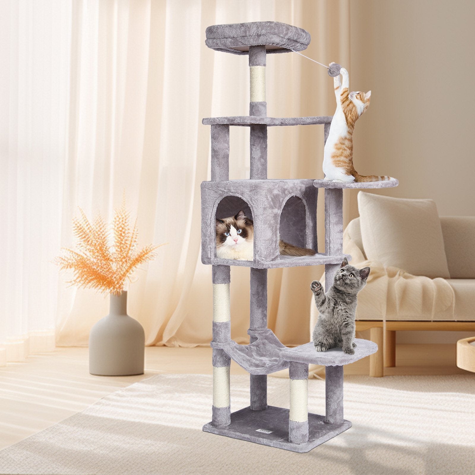 Draskyklė-namelis katėms VEVOR CAT792, 154 cm aukščio
