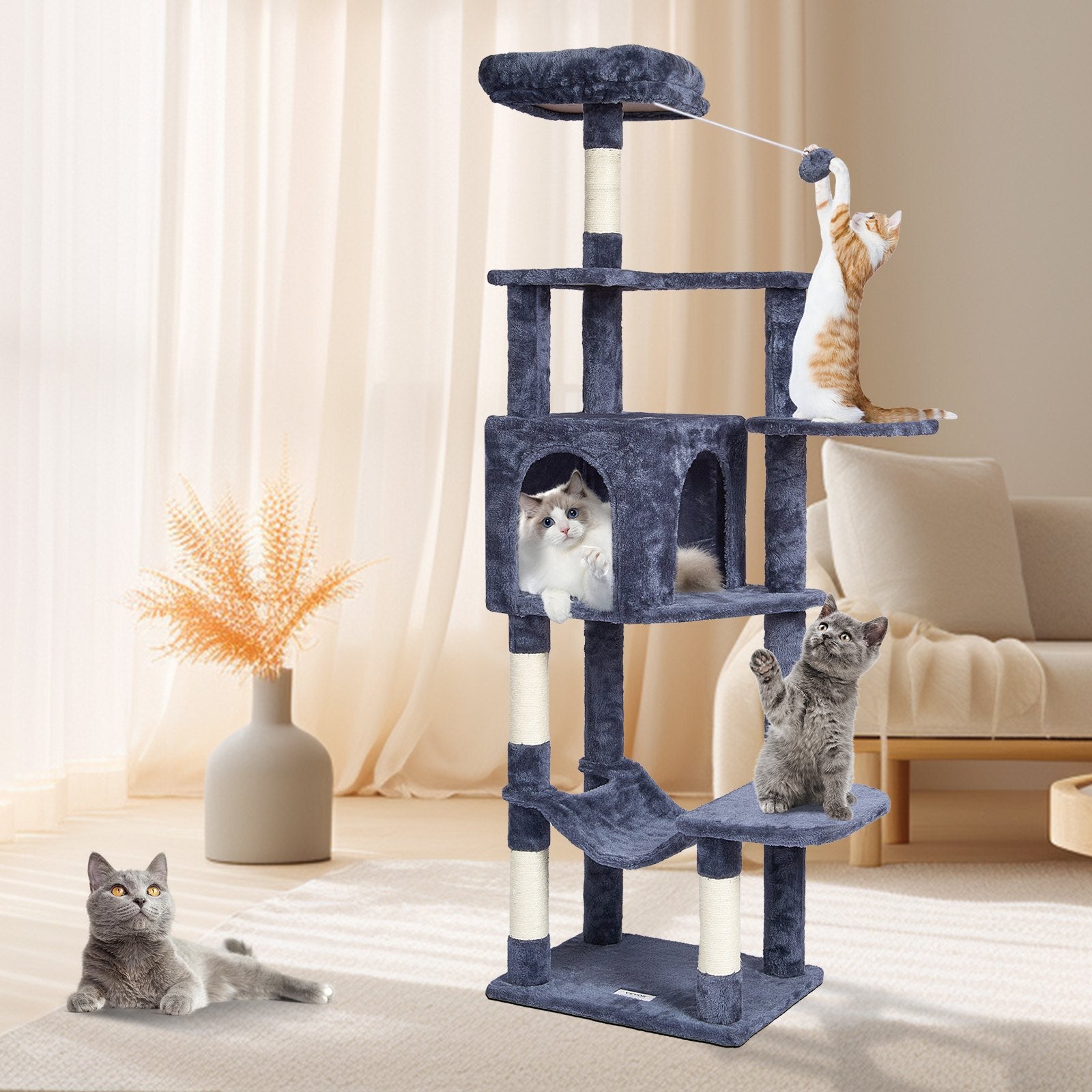 Draskyklė-namelis katėms VEVOR CAT792, 154 cm aukščio