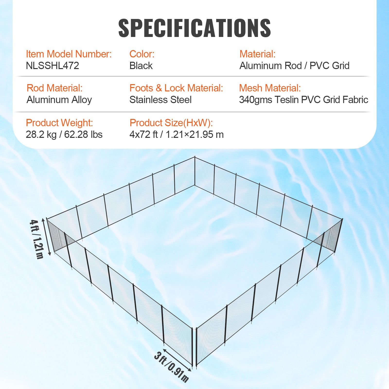 Baseino tvora VEVOR NLSSHL472, 1,2 x 21,9 m