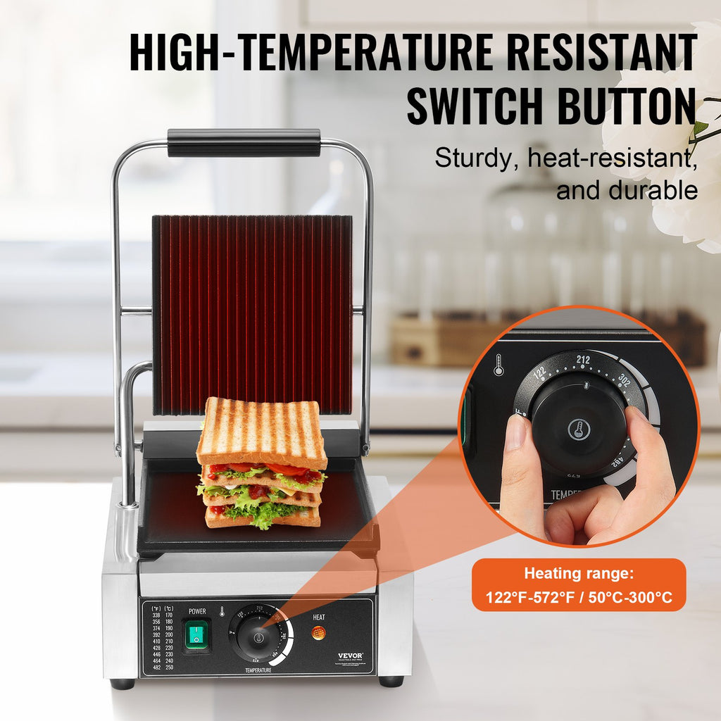 Kontaktinis panini grilis VEVOR HT-811A, 1800W