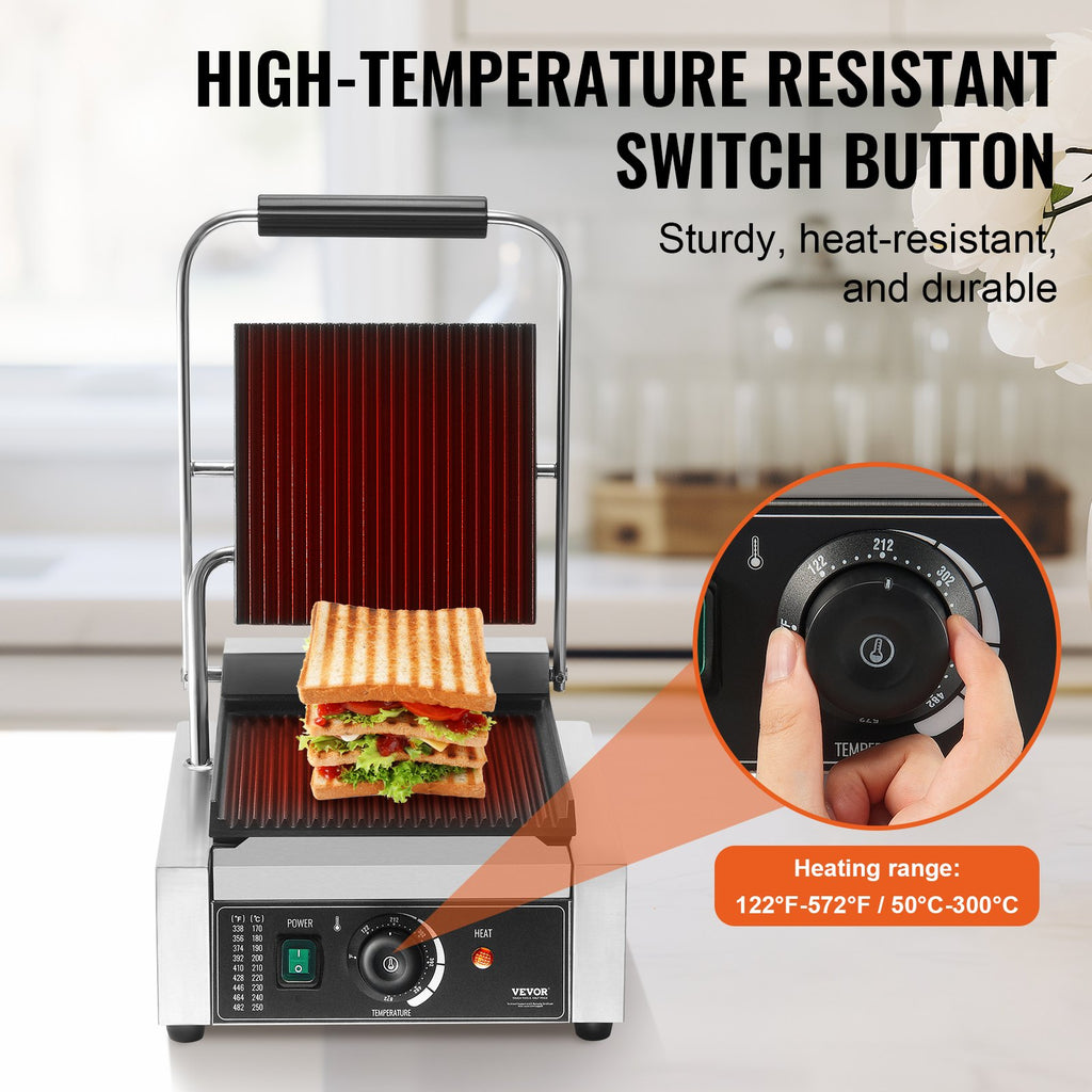 Kontaktinis panini grilis VEVOR HT-811, 1800W