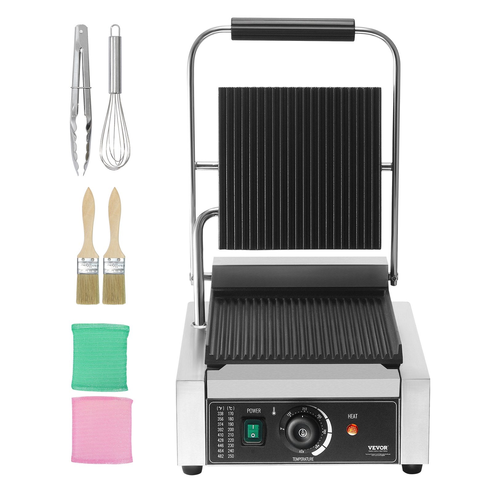 Kontaktinis panini grilis VEVOR HT-811, 1800W