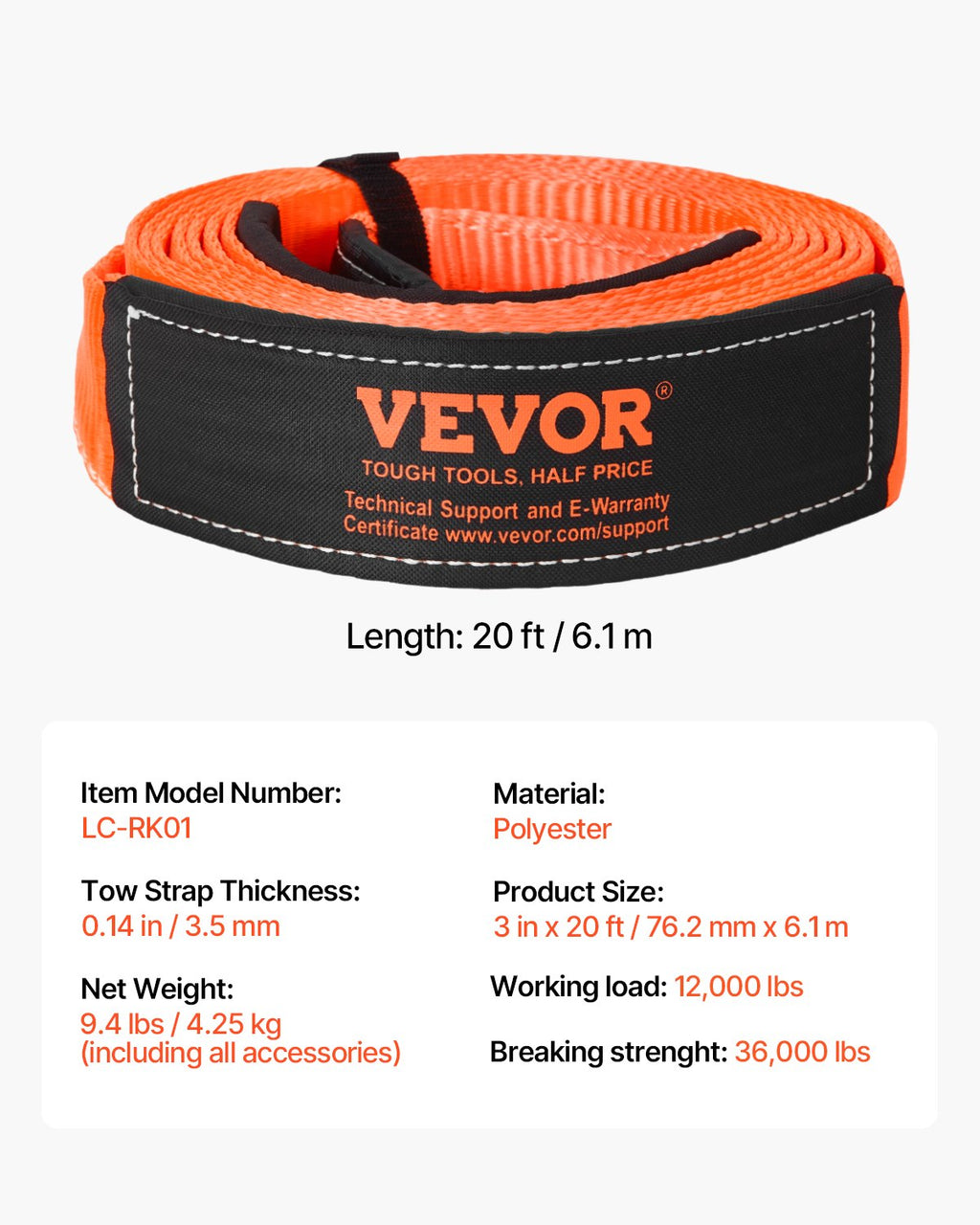 Vilkimo diržo komplektas VEVOR LC-RK01, 16329 kg