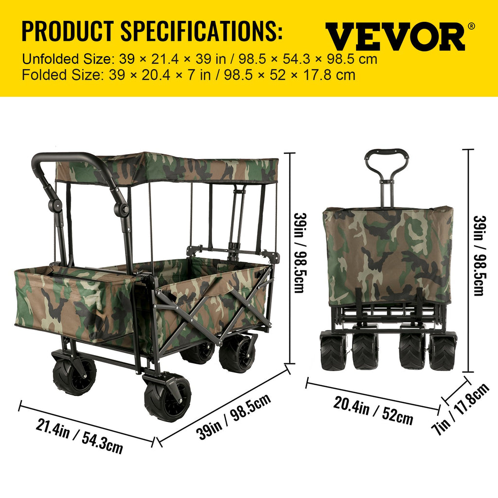 Sulankstomas sodo vežimėlis VEVOR VV-CWC-CAM, 100 kg keliamoji galia