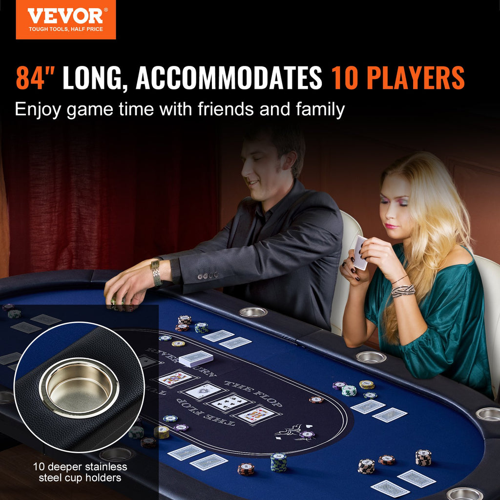 Sulankstomas pokerio stalas VEVOR SUS-8442, 10 žaidėjų