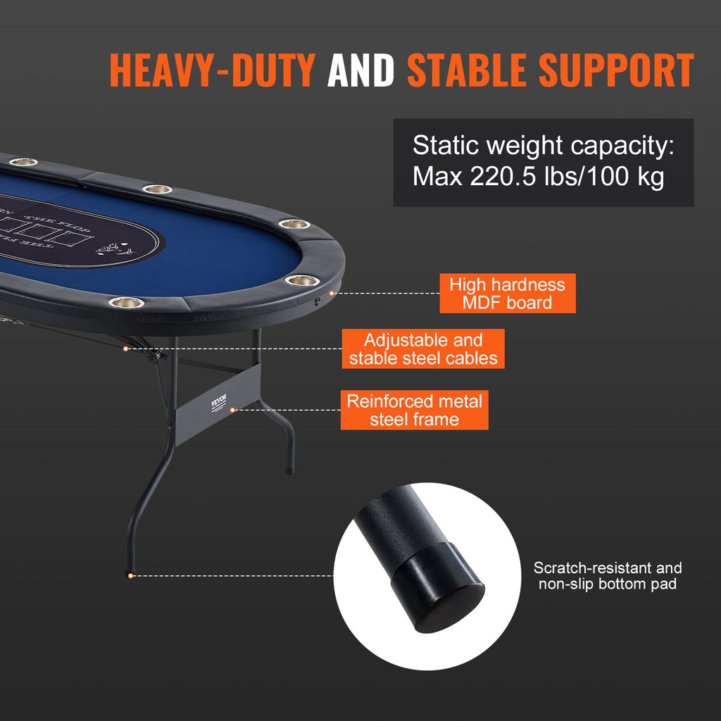 Sulankstomas pokerio stalas VEVOR SUS-8442, 10 žaidėjų