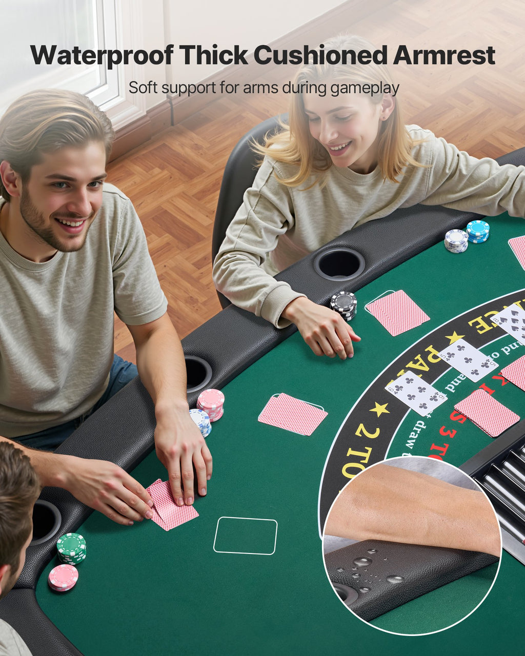 Sulankstomas pokerio stalas VEVOR SUS-7232UF, 7 žaidėjams, 183 cm
