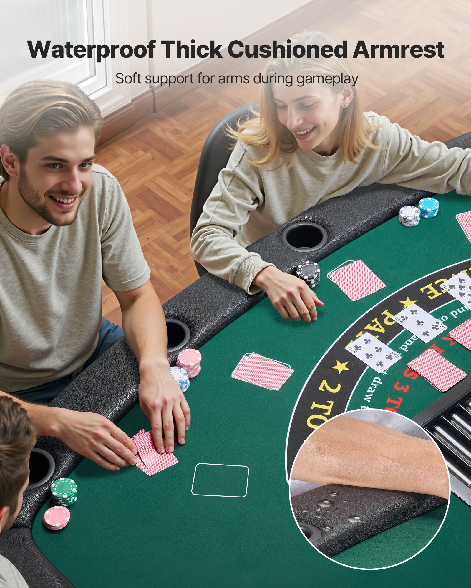 Sulankstomas pokerio stalas VEVOR SUS-7232UF, 7 žaidėjams, 183 cm