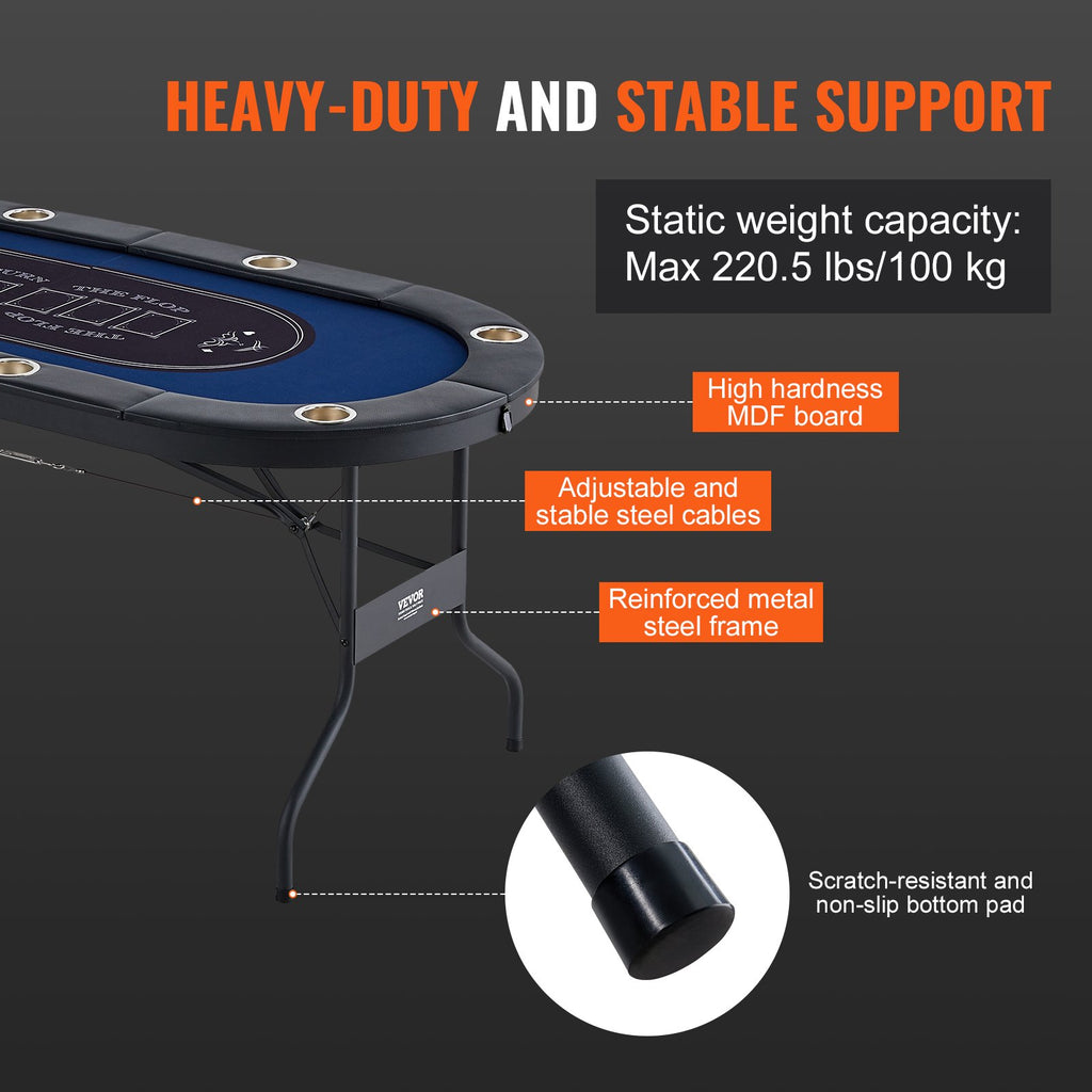 Sulankstomas pokerio stalas VEVOR SUS-7232, 1830 mm