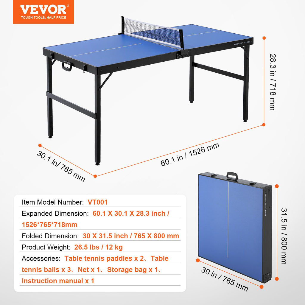 Stalo teniso stalas VEVOR VT001, sulankstomas