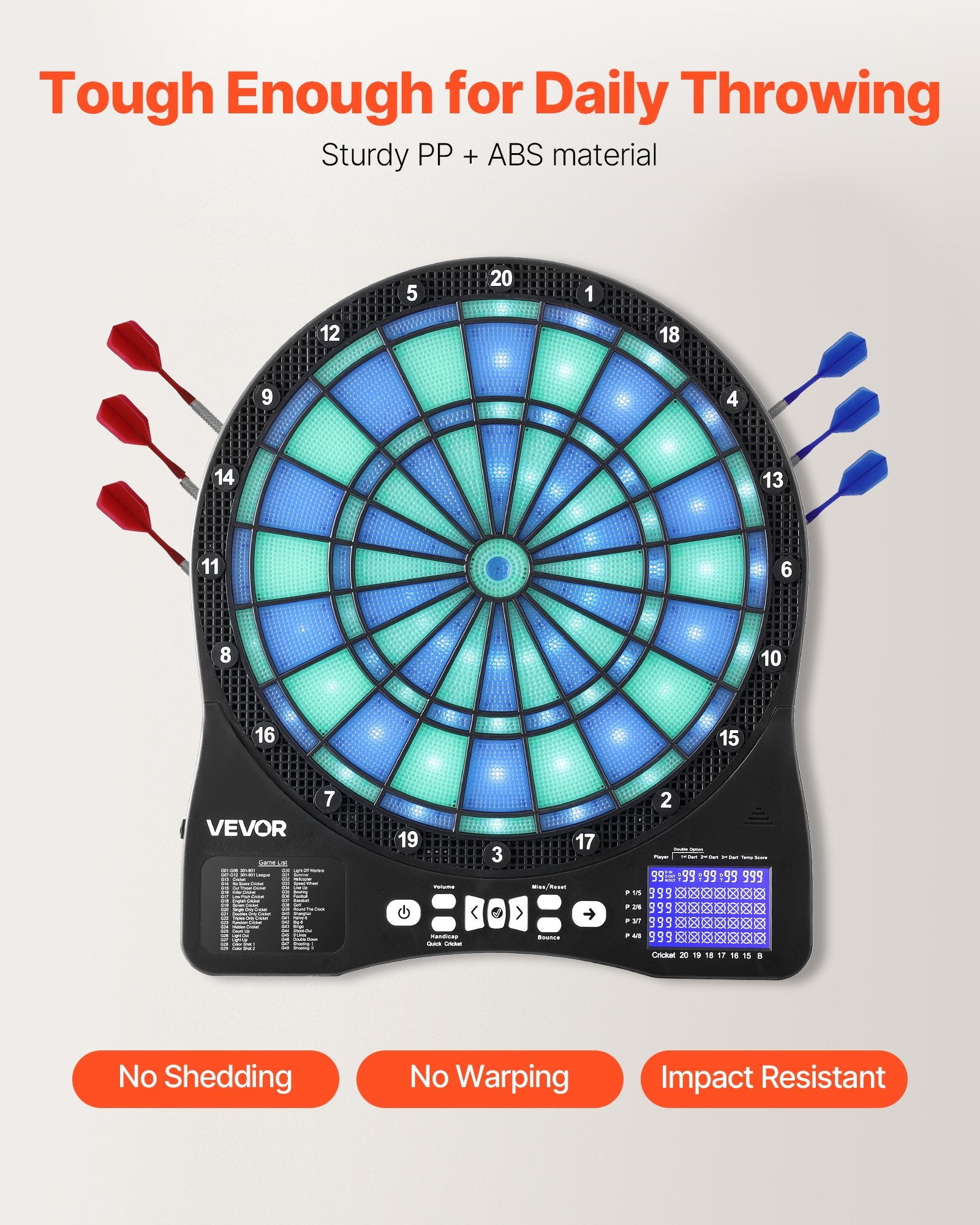 Elektroninė smiginio lenta VEVOR 9449, 48 žaidimų režimai