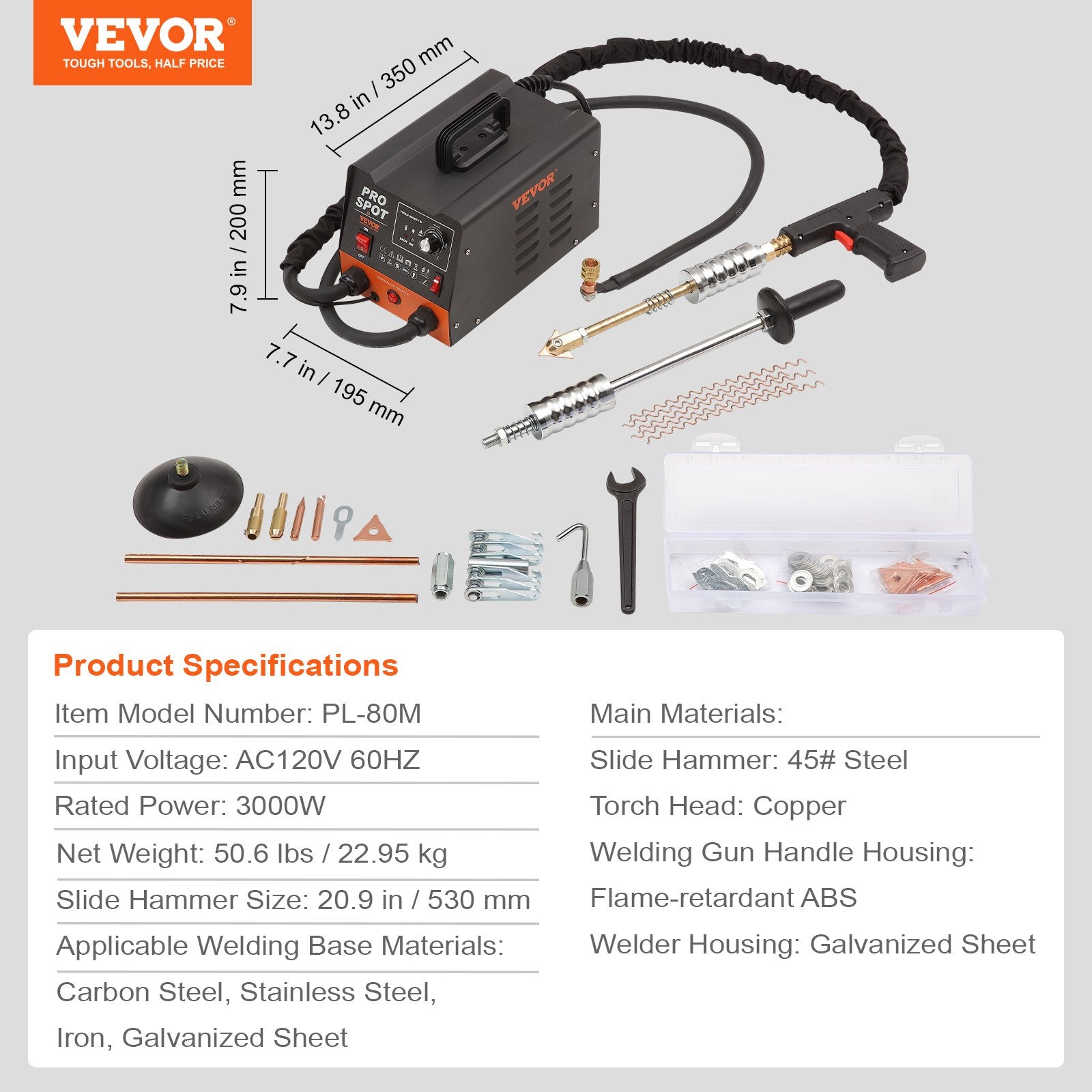 Kėbulo lyginimo aparatas VEVOR PL-80M, 3 kW