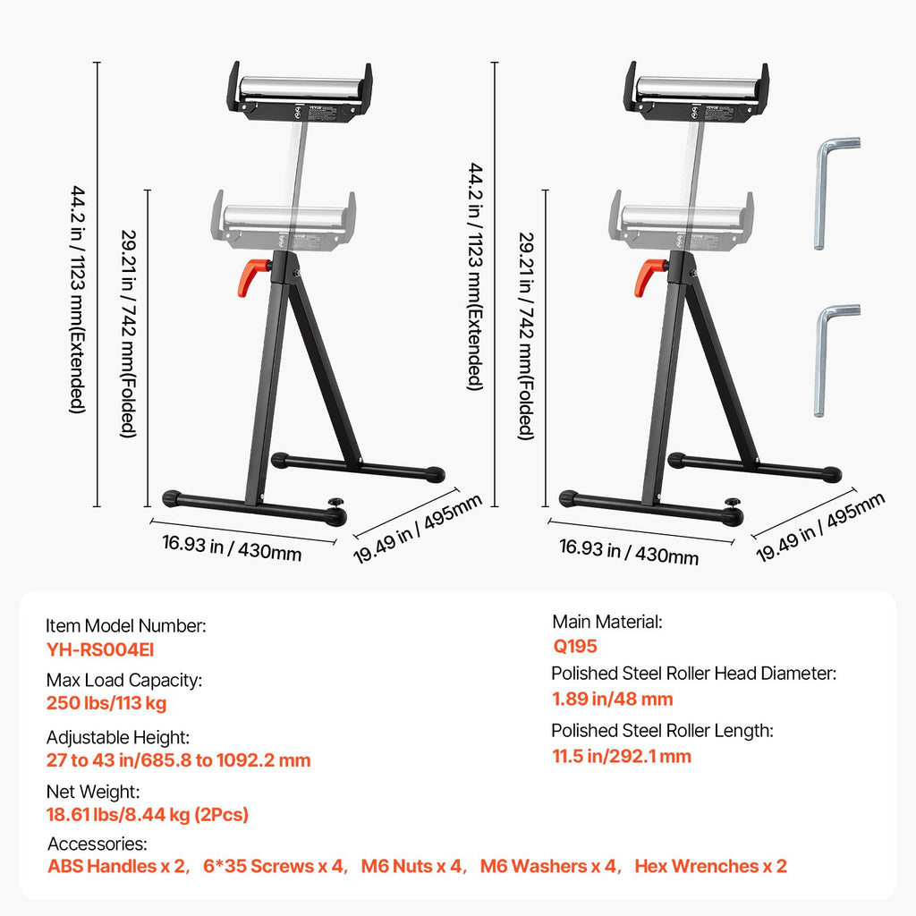 Atraminiai stovai su ratukais VEVOR YH-RS004EI, 113 kg keliamoji galia