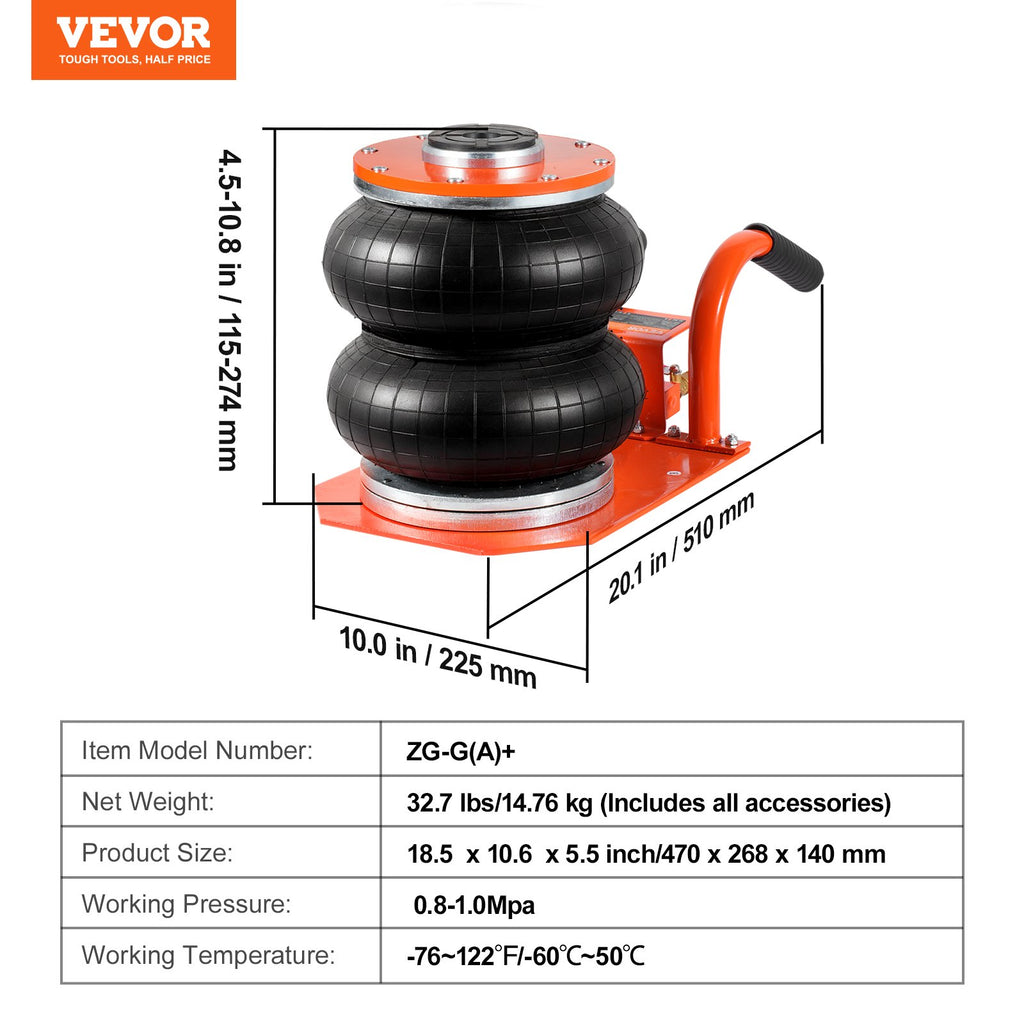 Pneumatinis keltuvas VEVOR ZG-G(A)+, 3 tonos