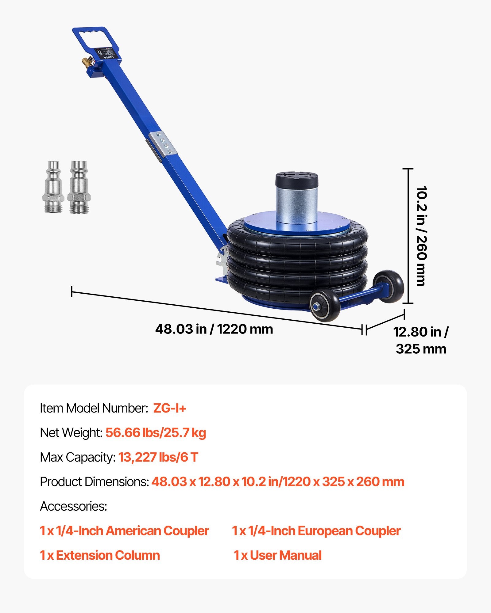 Pneumatinis domkratas VEVOR ZG-I+, 6 t