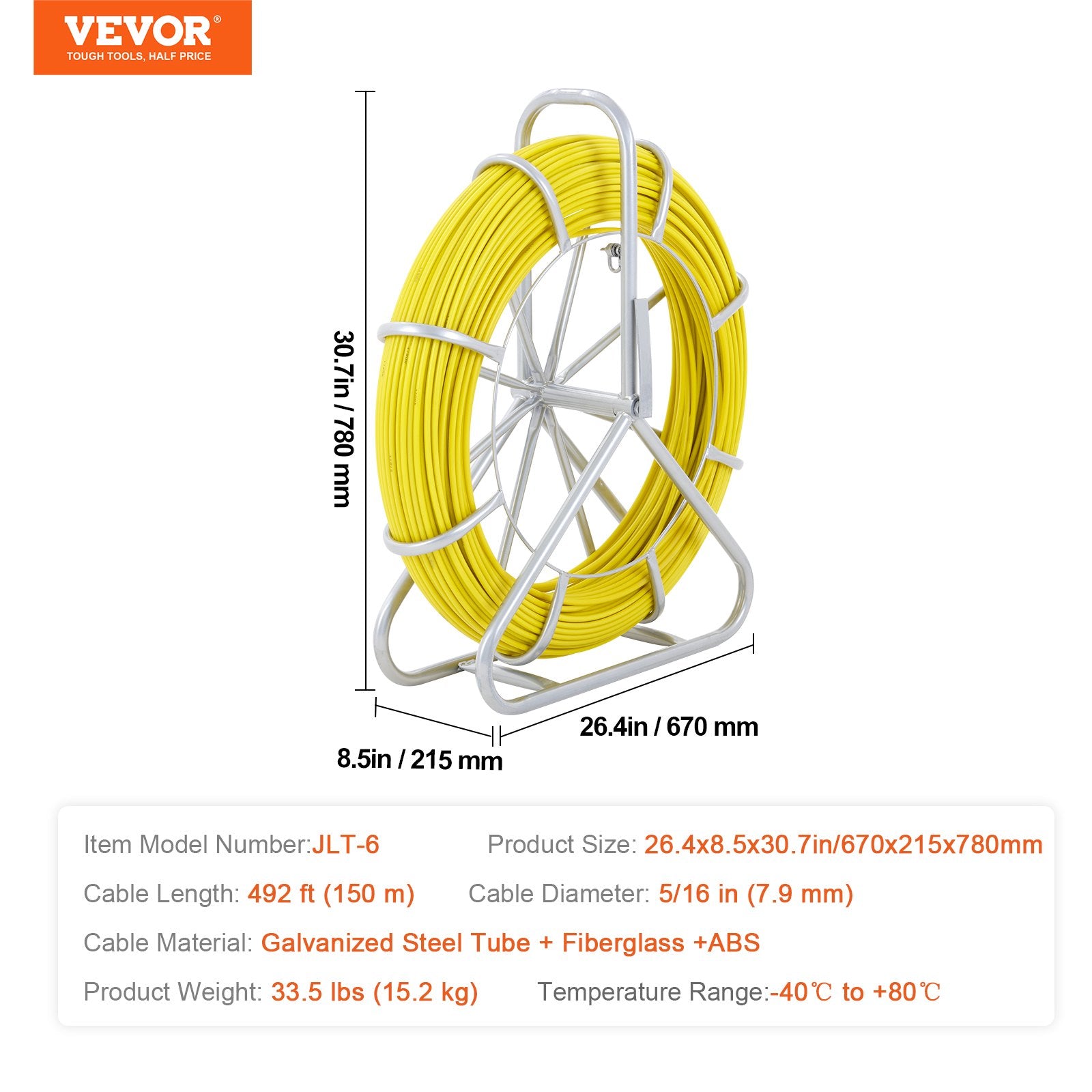 Kabelių tempimo įtaisas VEVOR JLT-6, 150 m