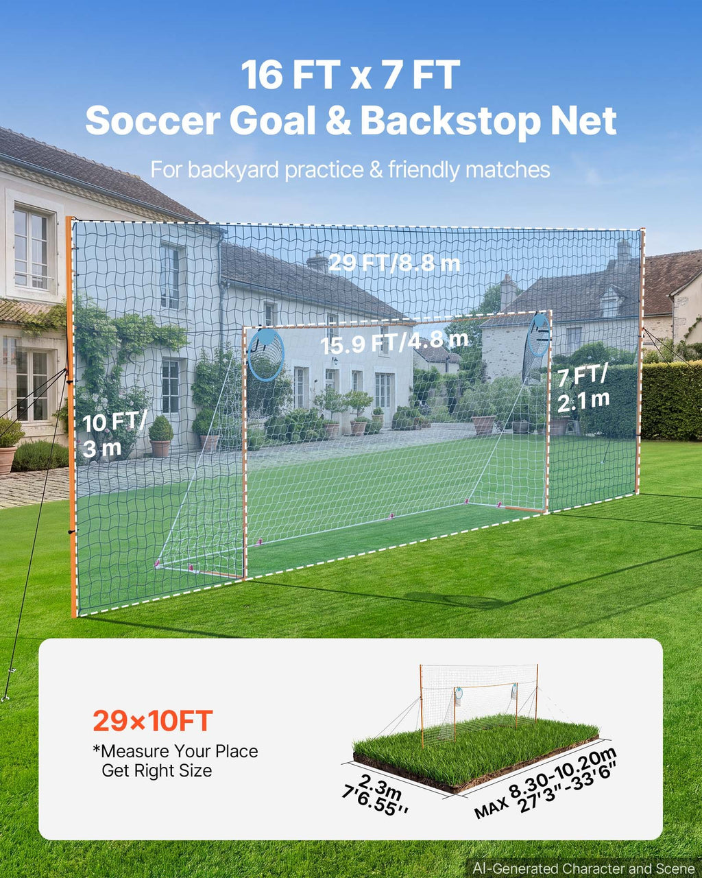 Futbolo vartai VEVOR DKS-2910, 4,84 x 2,12 m