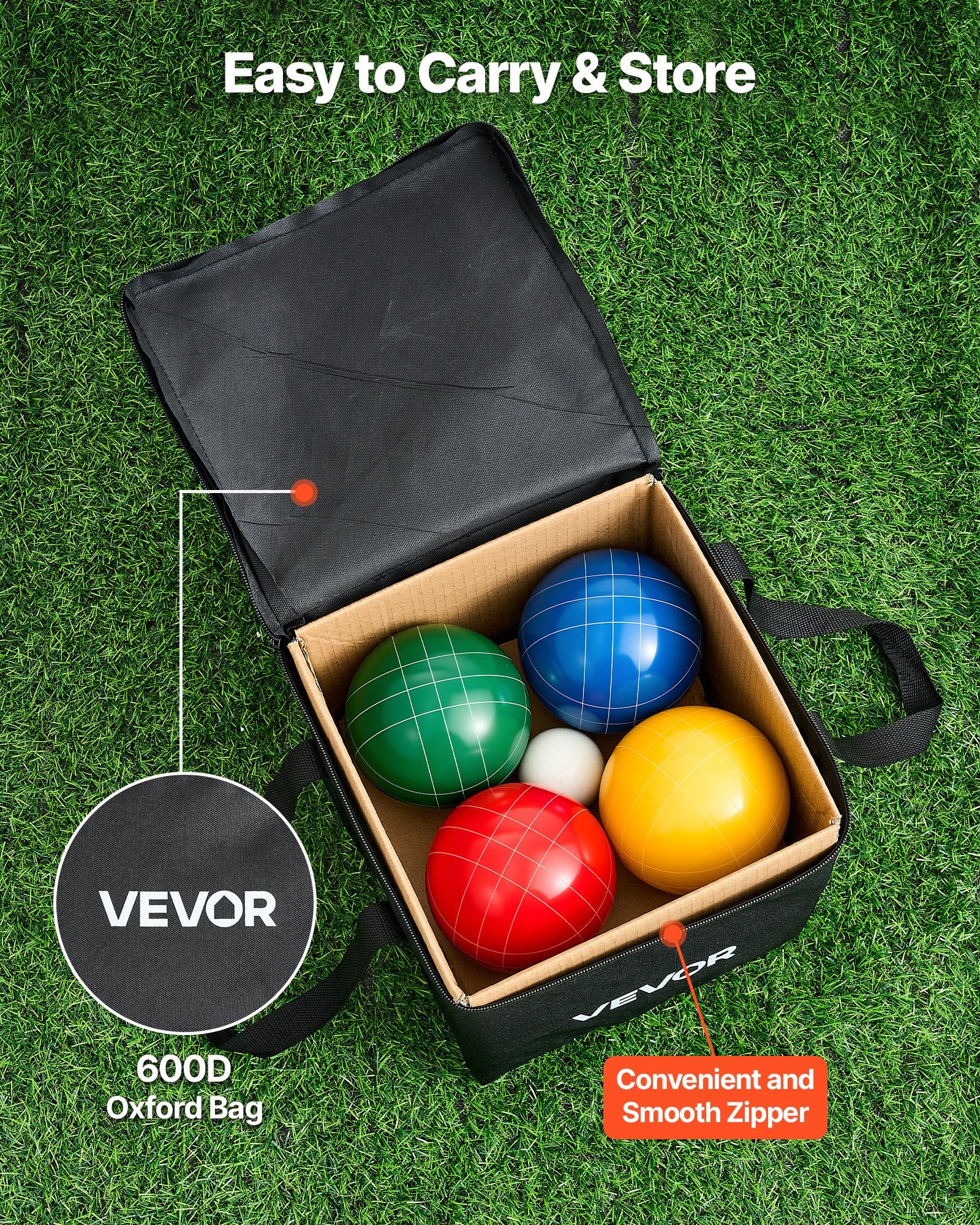 Bočės (Bocce) rutulių rinkinys VEVOR BZ-BBL107mm-4C, 107 mm
