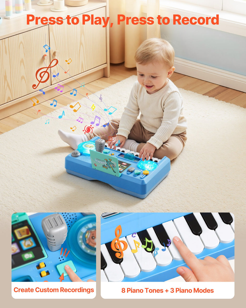 Muzikinis veiklos staliukas VEVOR 2038, 133 garsų efektai