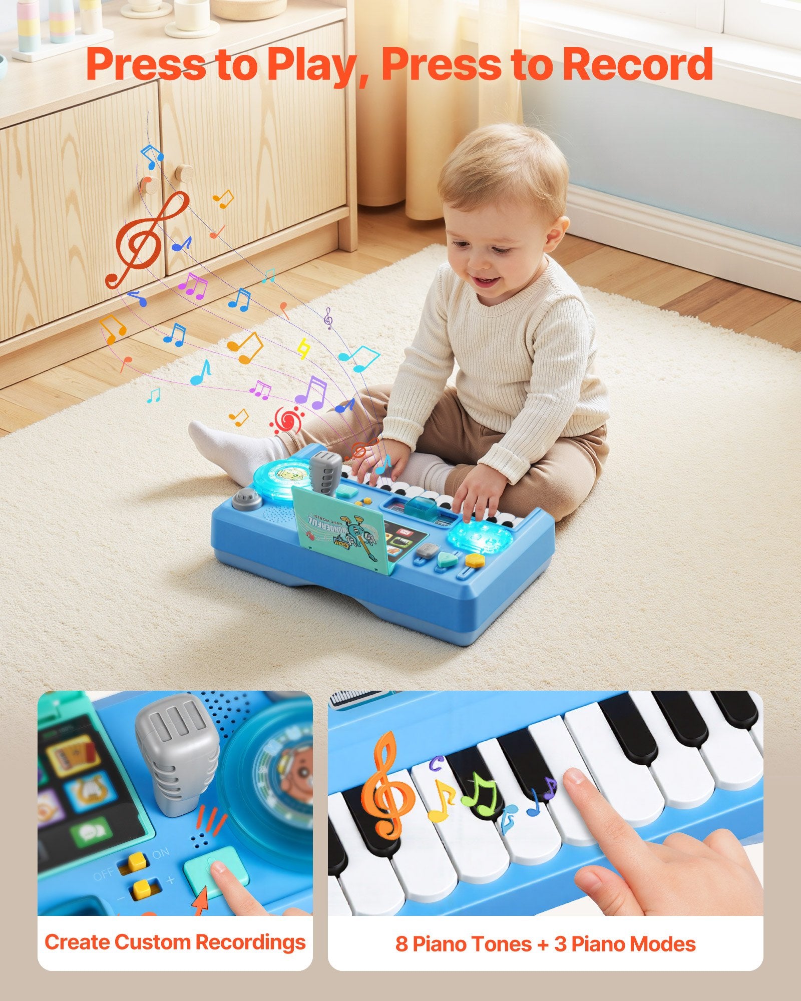 Muzikinis veiklos staliukas VEVOR 2038, 133 garsų efektai