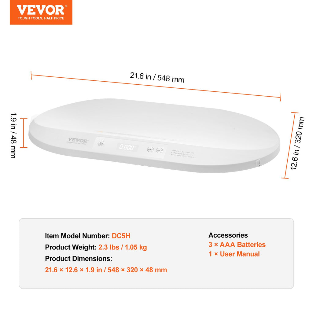 Kūdikių svarstyklės VEVOR DC5H, 40 kg