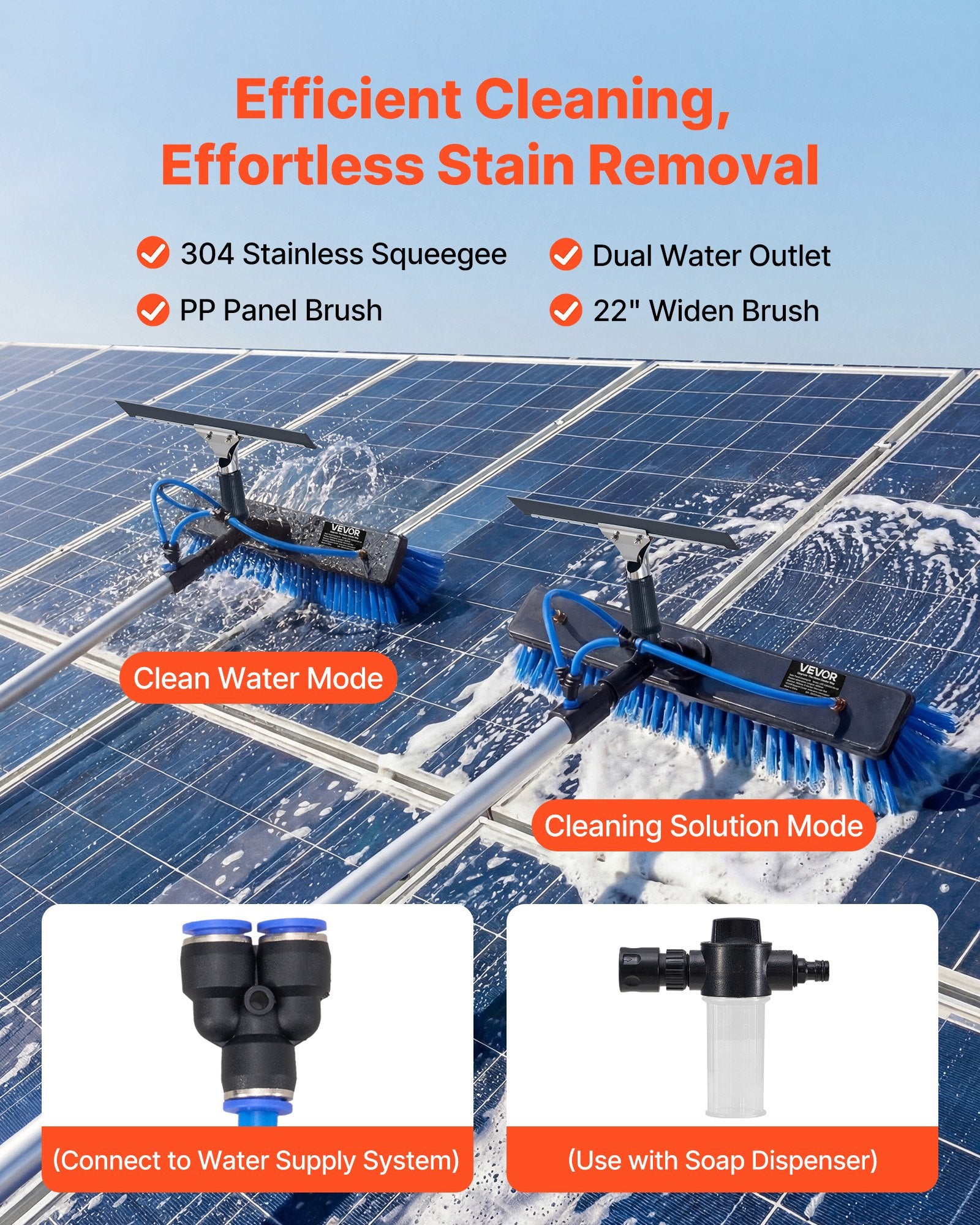 Saulės kolektorių valymo rinkinys VEVOR HW5-7.9m(55CM)-EU, 7,99 m