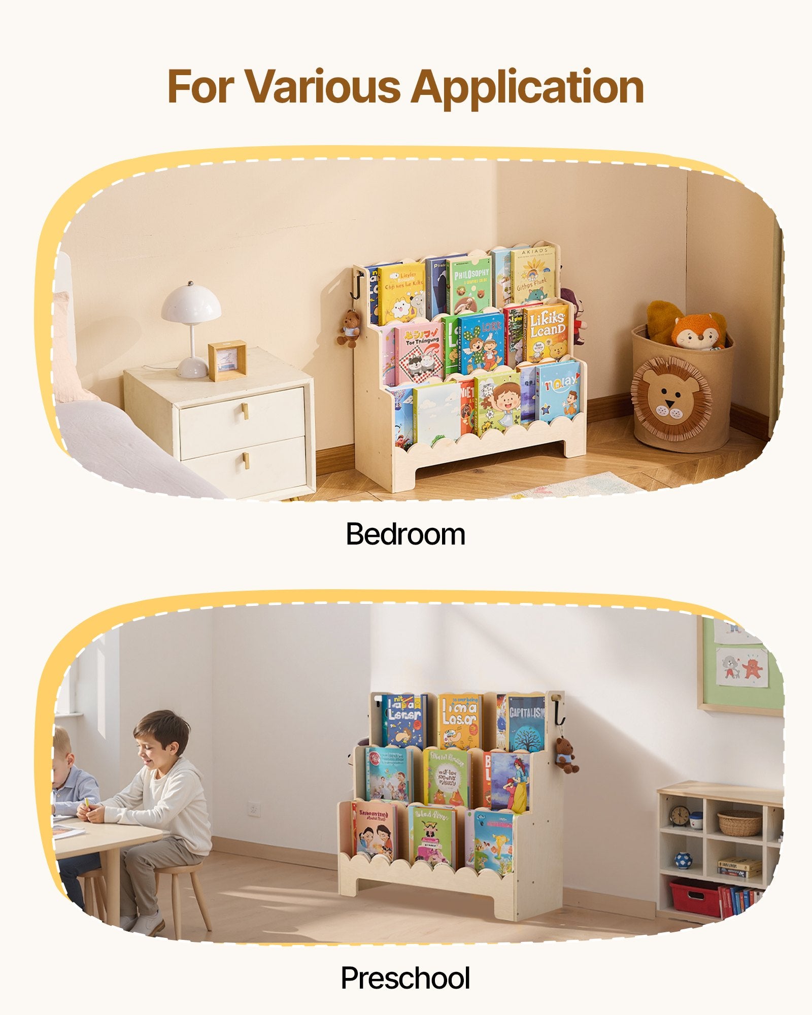 Montessori tipo vaikiška lentyna VEVOR ZD-25A07, 3 skyrių