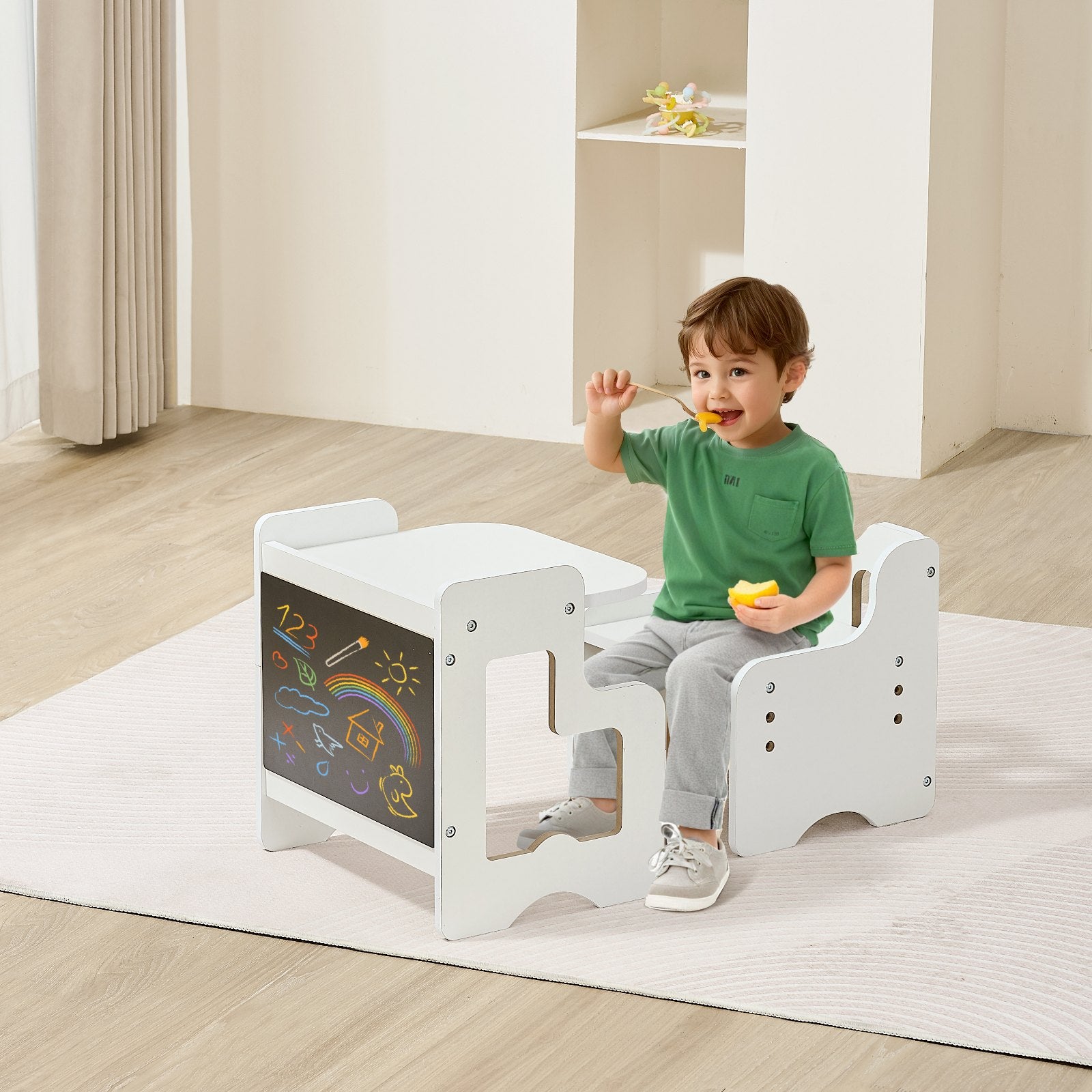 Montessori staliuko ir kėdutės rinkinys VEVOR SYD02, su piešimo lenta