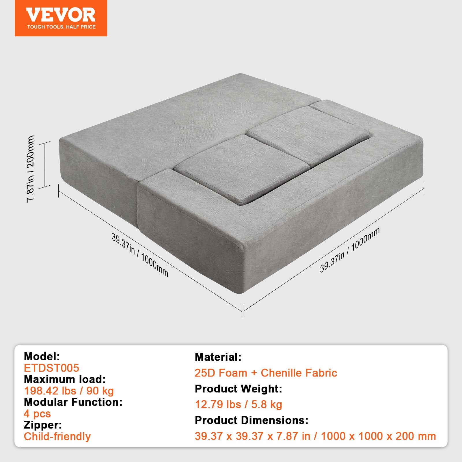 Modulinė vaikiška sofa VEVOR ETDST005, 4 dalių rinkinys