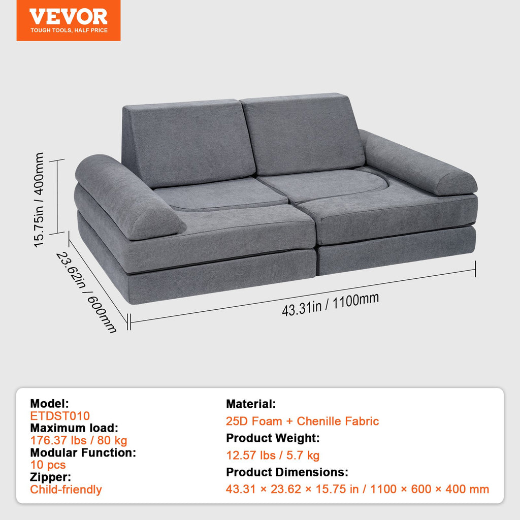 Modulinė vaikiška sofa VEVOR ETDST010, 10 dalių