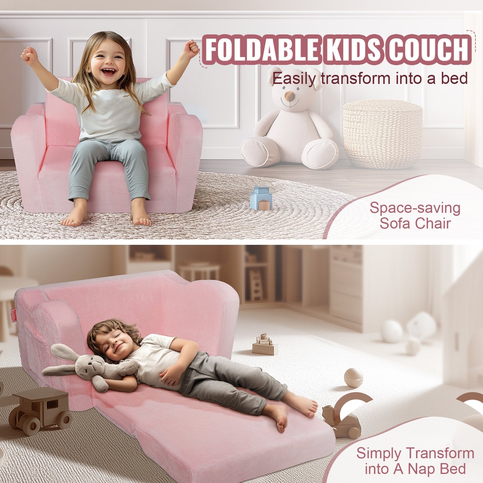 Vaikiška sofa-lova VEVOR FL-XY-1, 2-in-1