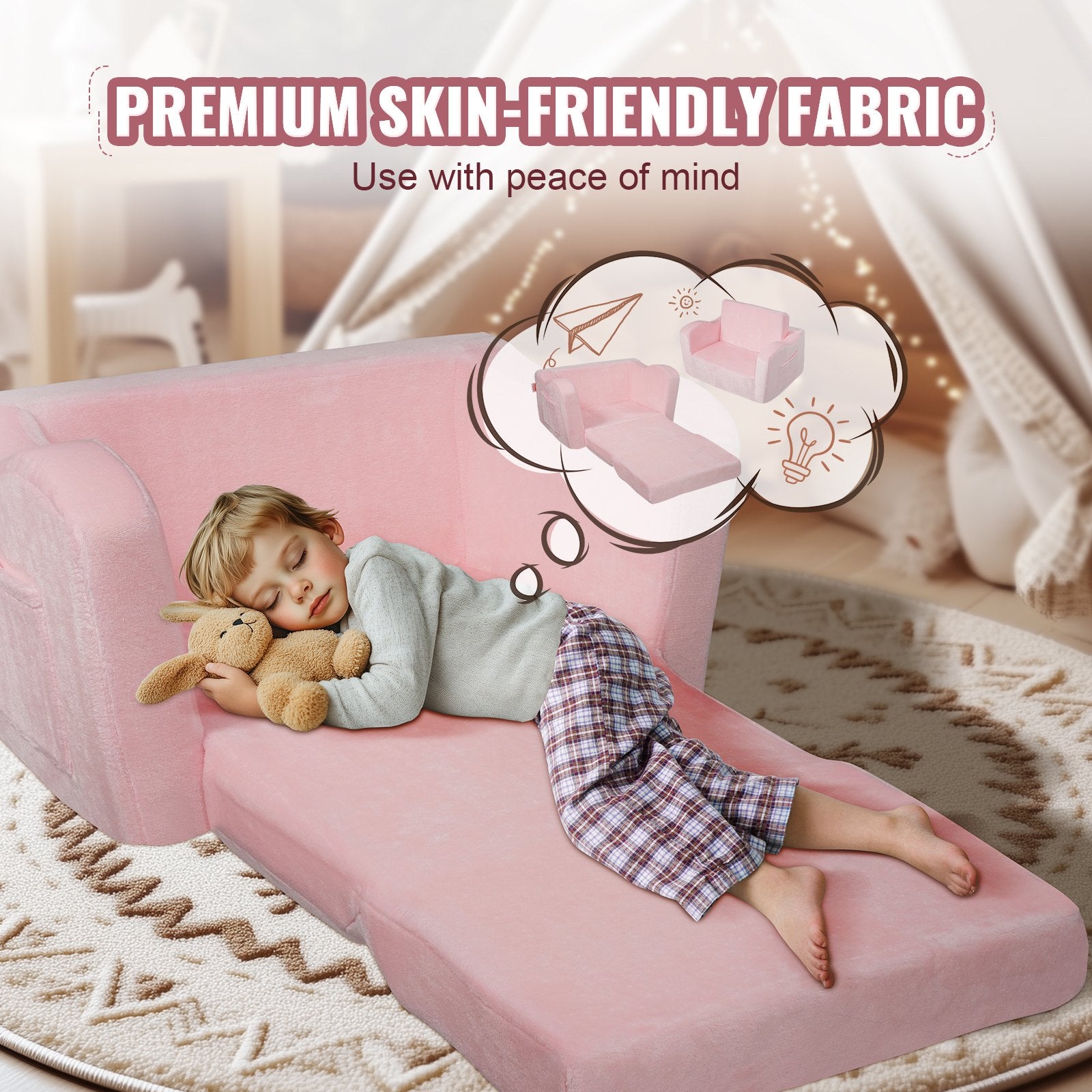 Vaikiška sofa-lova VEVOR FL-XY-1, 2-in-1