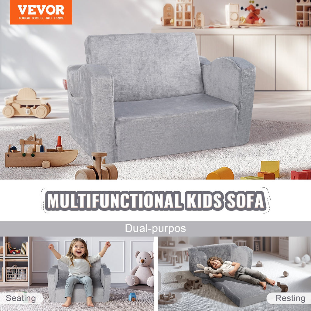 Vaikiška sofa-lova VEVOR FL-XY-3, 2-in-1 išskleidžiama konstrukcija