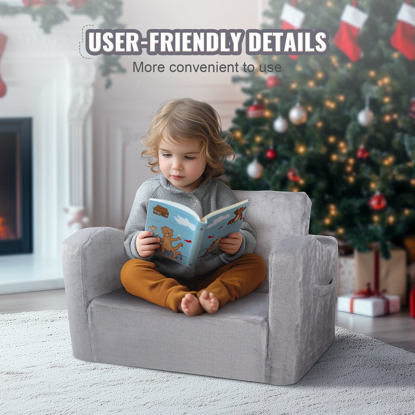 Vaikiška sofa-lova VEVOR FL-XY-3, 2-in-1 išskleidžiama konstrukcija