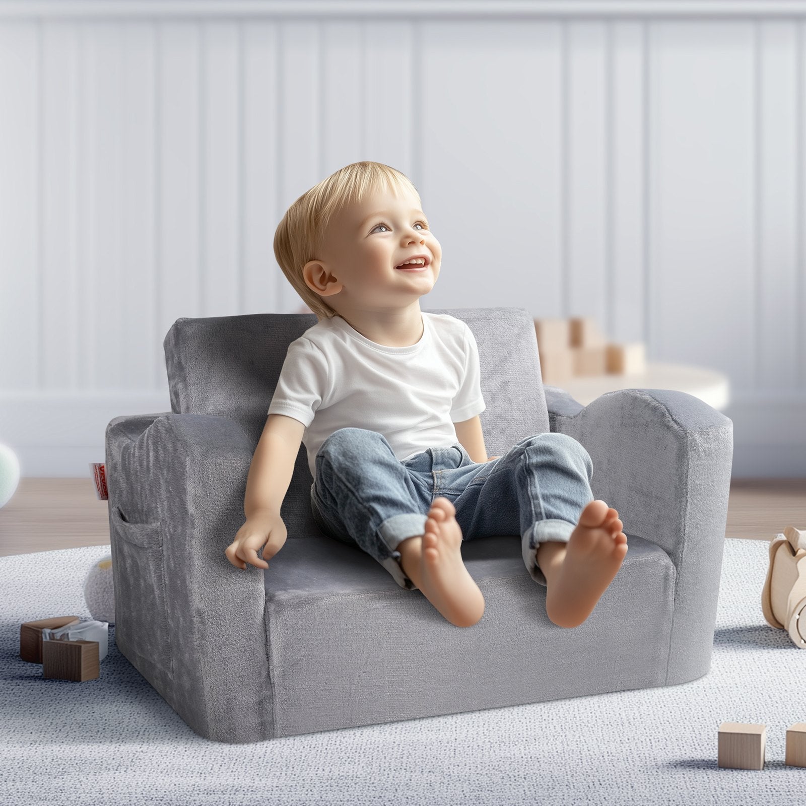 Vaikiška sofa-lova VEVOR FL-XY-3, 2-in-1 išskleidžiama konstrukcija