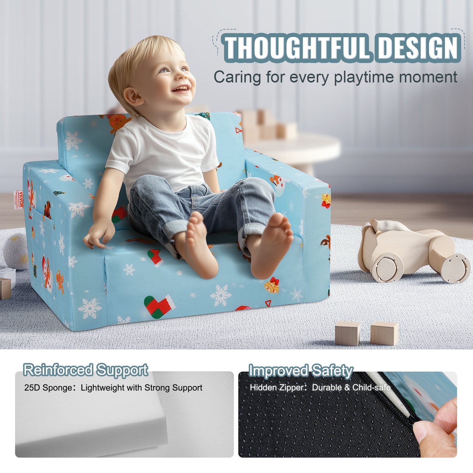 Vaikiška sofa-lova VEVOR FL-XY-3, 2-in-1 transformuojama