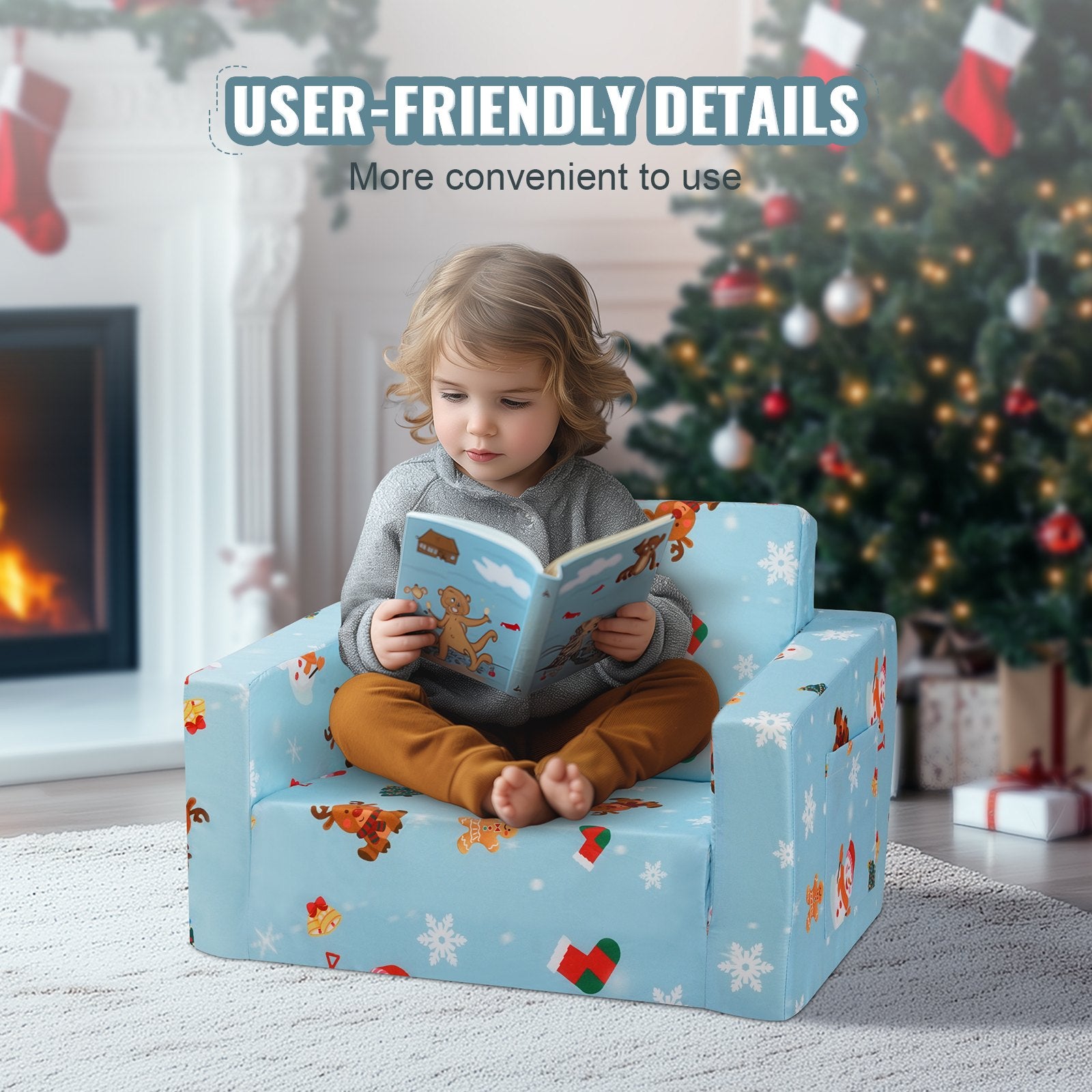 Vaikiška sofa-lova VEVOR FL-XY-3, 2-in-1 transformuojama