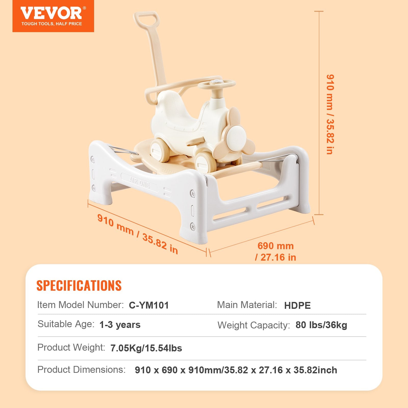Supamas arkliukas 5-in-1 VEVOR C-YM101, iki 36 kg apkrova