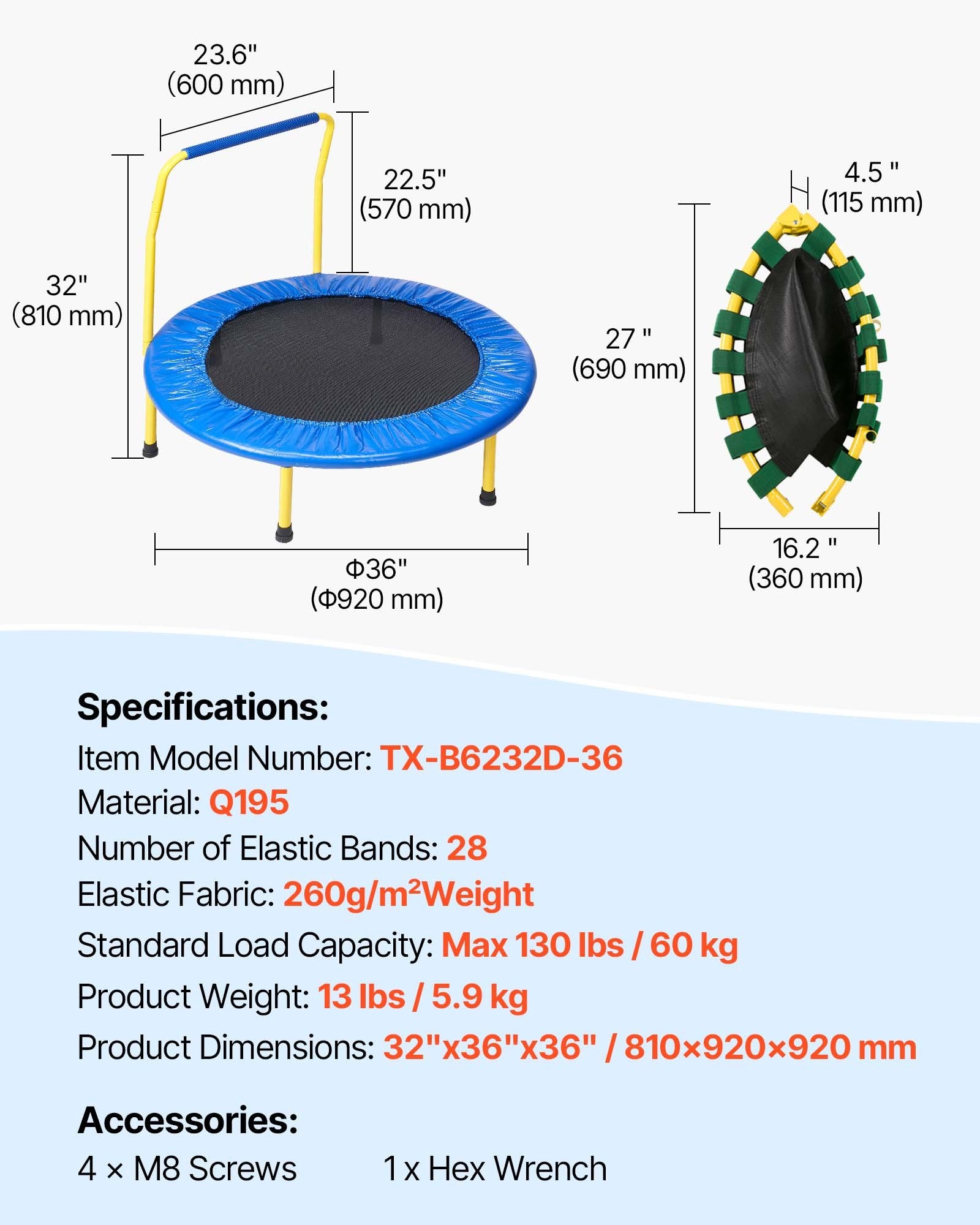 Batutas vaikams VEVOR TX-B6232D-36, 91,4 cm skersmens