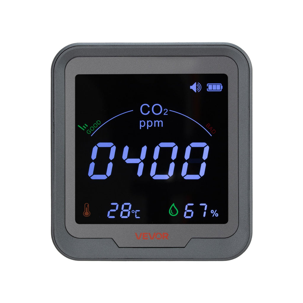 Anglies dvideginio (CO2) matuoklis VEVOR PTH-9C, su NDIR jutikliu