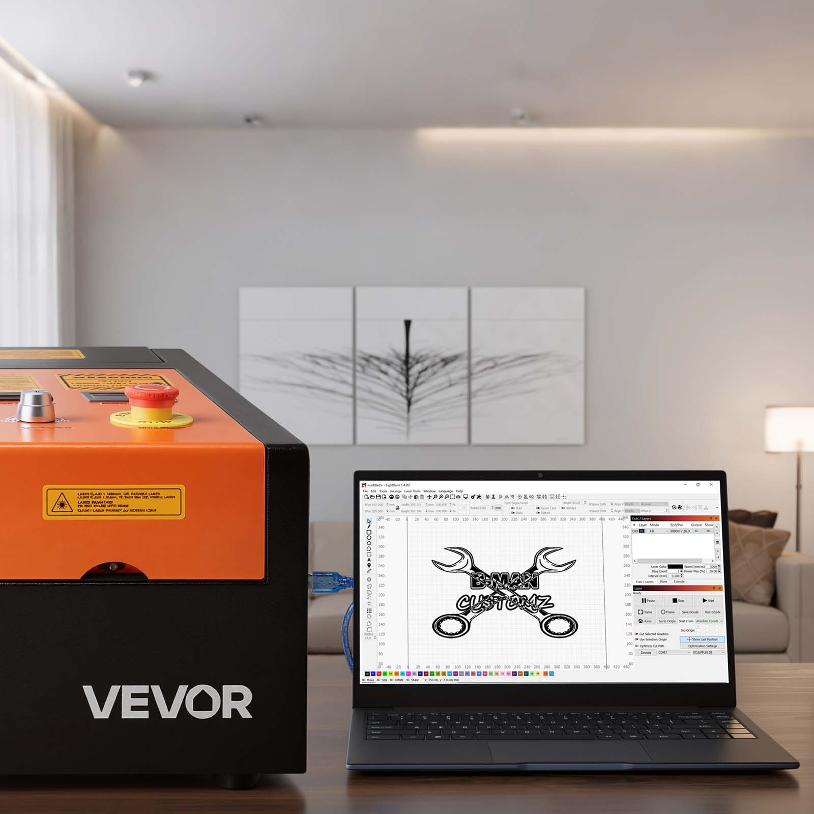 CO2 lazerinės graviravimo staklės VEVOR SH-3020, 45W
